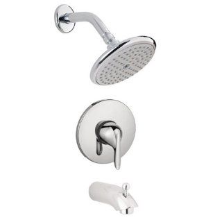 Hansgrohe HG PB102 Brushed Nickel E E Tub and Shower Valve Trim Pressure Balanced with Shower Arm, Single Function Shower Head and Diverter Tub Spout Less Valve HG PB102   Bathtub And Showerhead Faucet Systems  