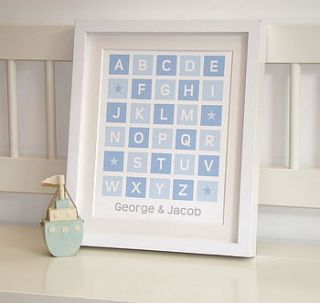 twins 'alphabet block' personalised print by little van goghs