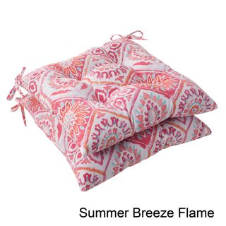 Pillow Perfect 'Summer Breeze' Outdoor Tufted Seat Cushions (Set of 2) Pillow Perfect Outdoor Cushions & Pillows