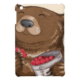 funny bear eating raspberries iPad mini cover