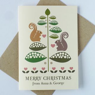 10 personalised christmas cards   squirrels by ink pudding