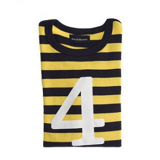 age/number kids t shirt yellow & navy by bob & blossom ltd