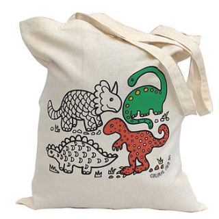 colour in dinosaurs tote bag by pink pineapple