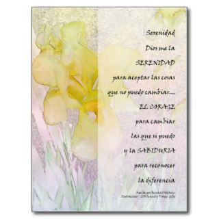 Serenity PrayerYellow Iris in Spanish Postcard