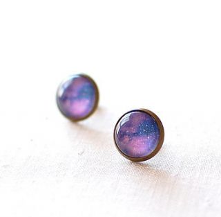 purple galaxy earrings by juju treasures