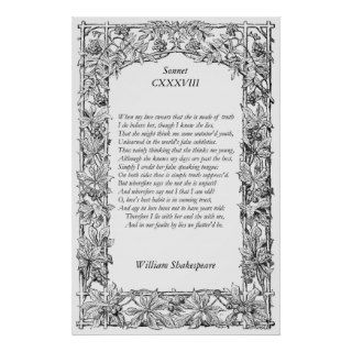 Sonnet Number 138 by William Shakespeare Print