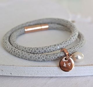 rose gold leather wrap bracelet by lily belle