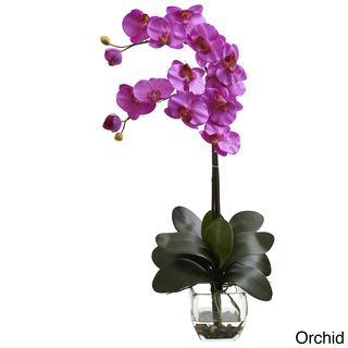 Double Phal Orchid with Vase Arrangement Nearly Natural Silk Plants
