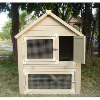 New Age Pet Huntington Townhouse Rabbit Hutch in Natural Cedar