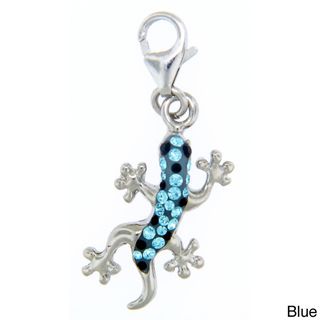 Sterling Silver Colored Crystal Gecko Necklace Crystal, Glass & Bead Necklaces
