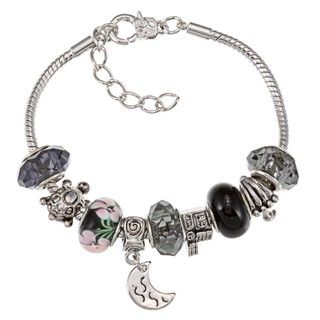 La Preciosa Silverplated Black Bead and Charm Bracelet La Preciosa Crystal, Glass & Bead Bracelets