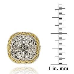 Mondevio Women's Two toned Square cut 18 karat Gold overlay Filigree Ring Mondevio Fashion Rings