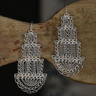 large silver pagoda earrings by kate wood jewellery