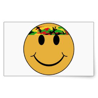 Rasta Headband Smiley Face Rectangular Stickers