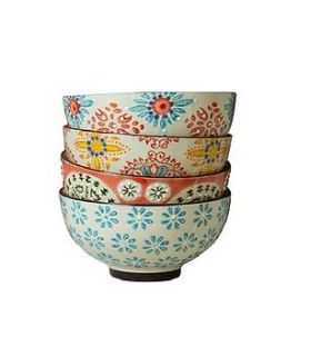 bohemian painted bowl set of four by lavender room