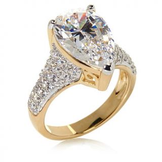 4.57ct Absolute™ Pear Cut and Pavé Sides Bold Solitaire Ring