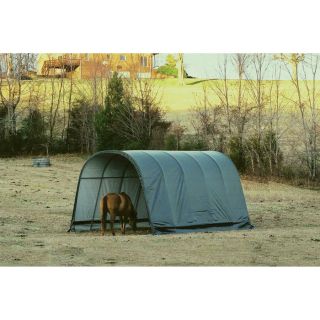 ShelterLogic Roundtop Run-In Shed — Green, 20ft.L x 12ft.W x 10ft.H, Model# 51351  Ag Shelters