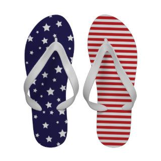 Cute Preppy Patriotic Stars and Stripes Flip Flops