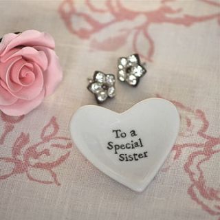 'special sister' tiny porcelain heart dish by chapel cards