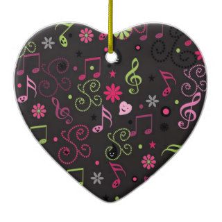 Cute adorable smiley music notes flowers ornaments