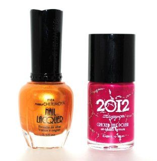 Crackle Style Design Pontius 2 Piece Color Nail Lacquer Combo Set   Gold Rush Health & Personal Care