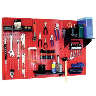 Wall Control Industrial Metal Pegboard — Red, Six 16in. x 32in. Panels, Model# 35-P-3296RD  Pegboards