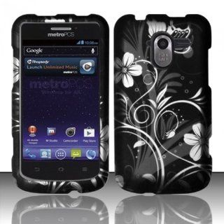 For ZTE Avid 4G N9120 (MetroPCS) Rubberized Design Case   White Flowers Cell Phones & Accessories