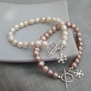 'snowflake' freshwater pearl sterling silver bracelet by evy designs