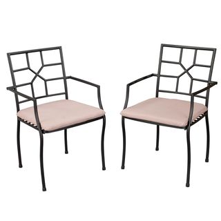 Cambria Black Powder coated Steel Arm Chairs (Set of 2) Dining Chairs