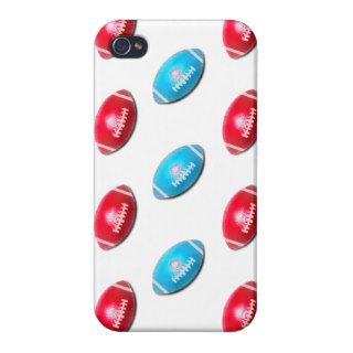 Red and Light Blue Football Pattern Cover For iPhone 4