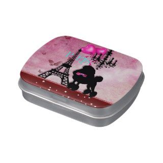 French Paris Girly Chic Poodle Eiffel Tower Damask Candy Tin