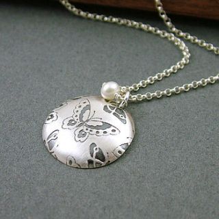 butterfly print sterling silver necklace by wished for