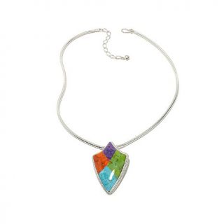 Jay King Multicolor Multigemstone "Shield" Pendant with 18" Chain Necklace