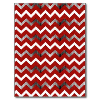 Red, White and Black Chevron Pattern Postcards