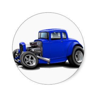 1930's Hot Rod Blue Car Sticker