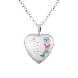 Silver Flower/ Butterfly 'Mis 15 Anos' Heart shaped Locket Necklace Lockets Necklaces