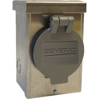Generac Aluminum Raintight Inlet Box with Spring-Loaded Lid — 50 Amps, Model# 63470  Generator Power Distribution