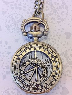 compass vintage inspired watch necklace by sugar + style