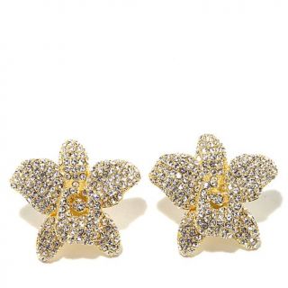 Joan Boyce Clear Crystal Pavé Flower Earrings