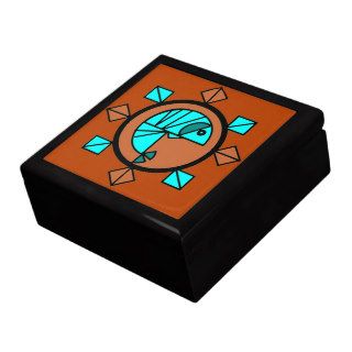 Ancient Native American Tribal Pottery Fish Symbol Keepsake Box