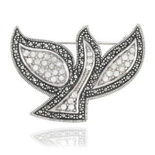 Sterling Silver Marcasite Crystal Dove Pin Brooches And Pins Jewelry
