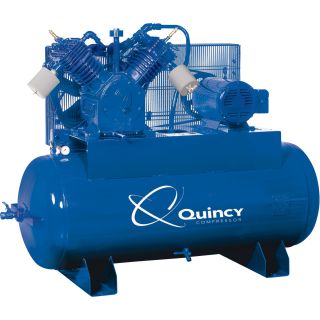 Quincy Compressor Reciprocating Air Compressor — 15 HP, 200–208/230/460 Volt 3 Phase, 52.5 CFM @ 175 PSI, 120-Gallon Horizontal Tank, Model# 2153DS12HCA  40 CFM   Above Air Compressors