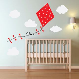 'personalised kite and clouds' wall sticker by oakdene designs