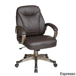 Office Star Products 'Work Smart' Mid Back Contour Seat and Back Faux Leather Chair Office Star Products Ergonomic Chairs