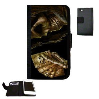 Skeleton playing poker Fabric iPhone 4 Wallet Case Great unique Gift Idea Cell Phones & Accessories