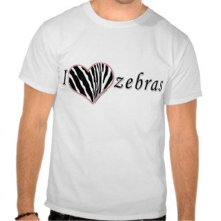 I Love Zebras   Striped Heart Shirt