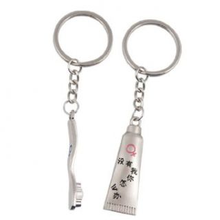 2 Pcs Couple Toothpaste Key Chain Toothbrush Keychain Clothing