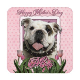 Mothers Day   Pink Tulips   Bulldog Drink Coaster