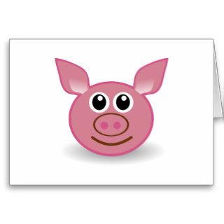 Pig Cartoon Face Card
