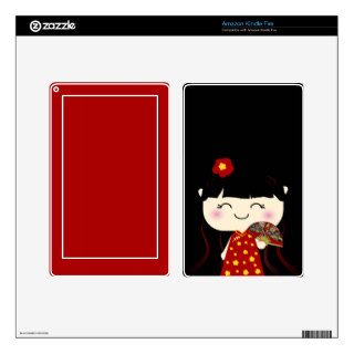 Cute Kawaii Traditional Chinese Girl Squeable Skins For Kindle Fire